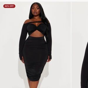 Fashion Nova Kristal Midi Dress- Black